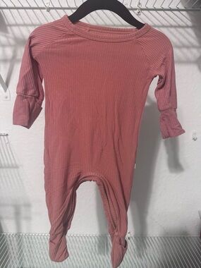 Little Sleepies Ribbed Footed One-Piece in Dusty Rose